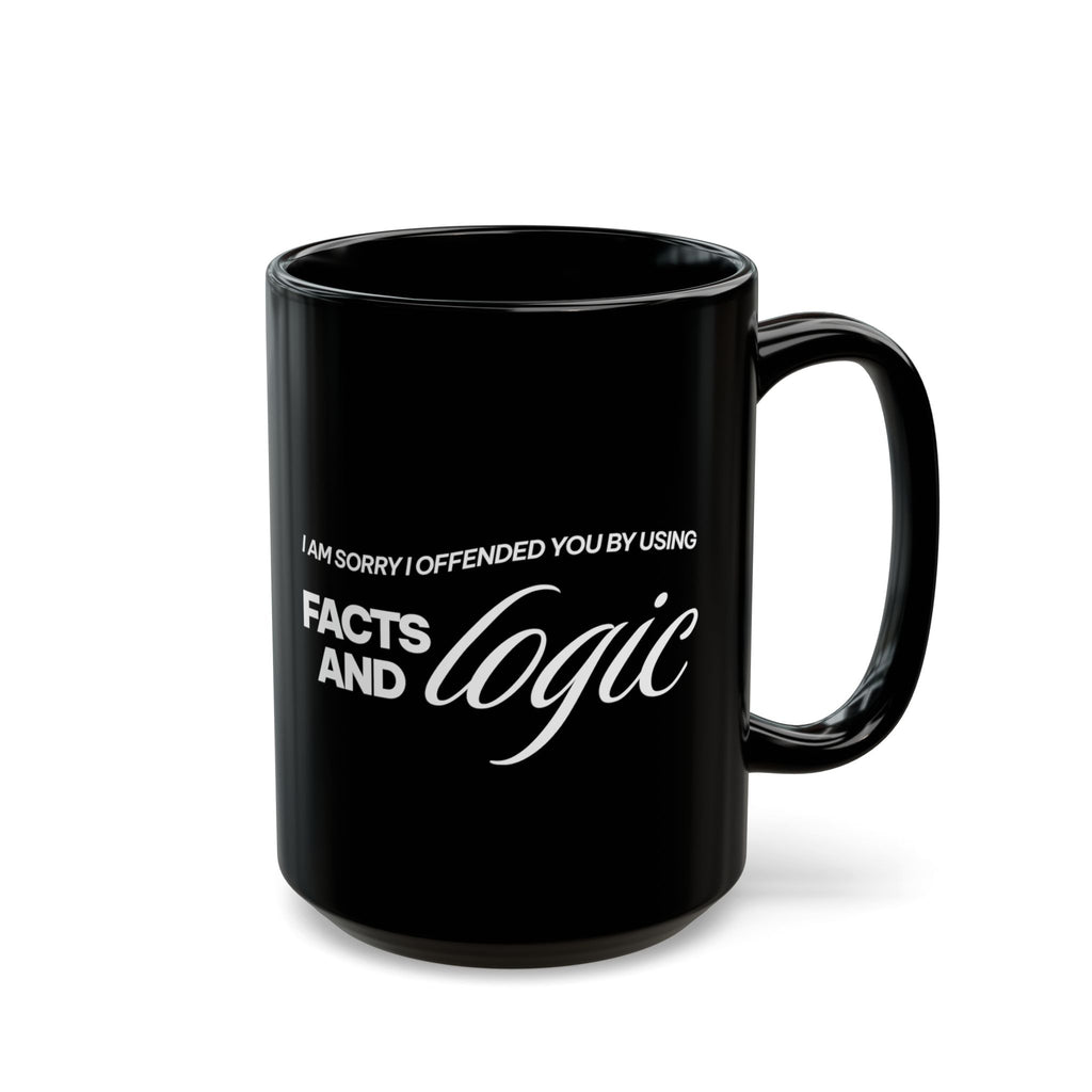 Facts and Logic Black Mug | Funny Coworker Gift