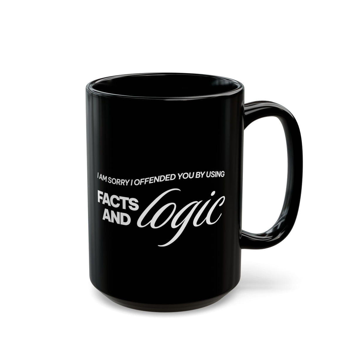 Facts and Logic Black Mug | Funny Coworker Gift