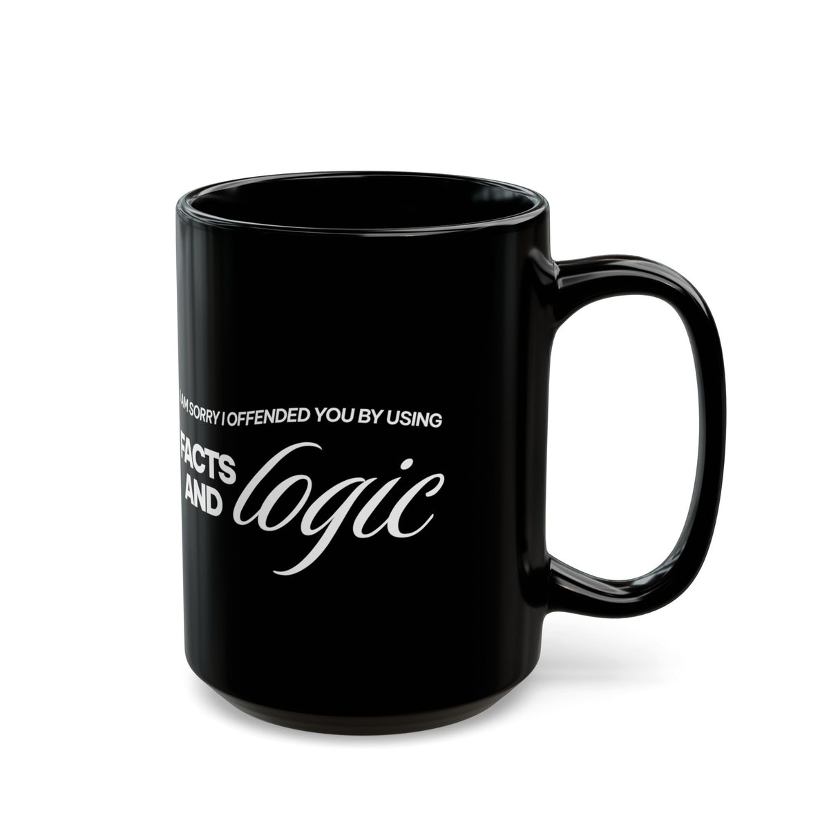 Facts and Logic Black Mug | Funny Coworker Gift