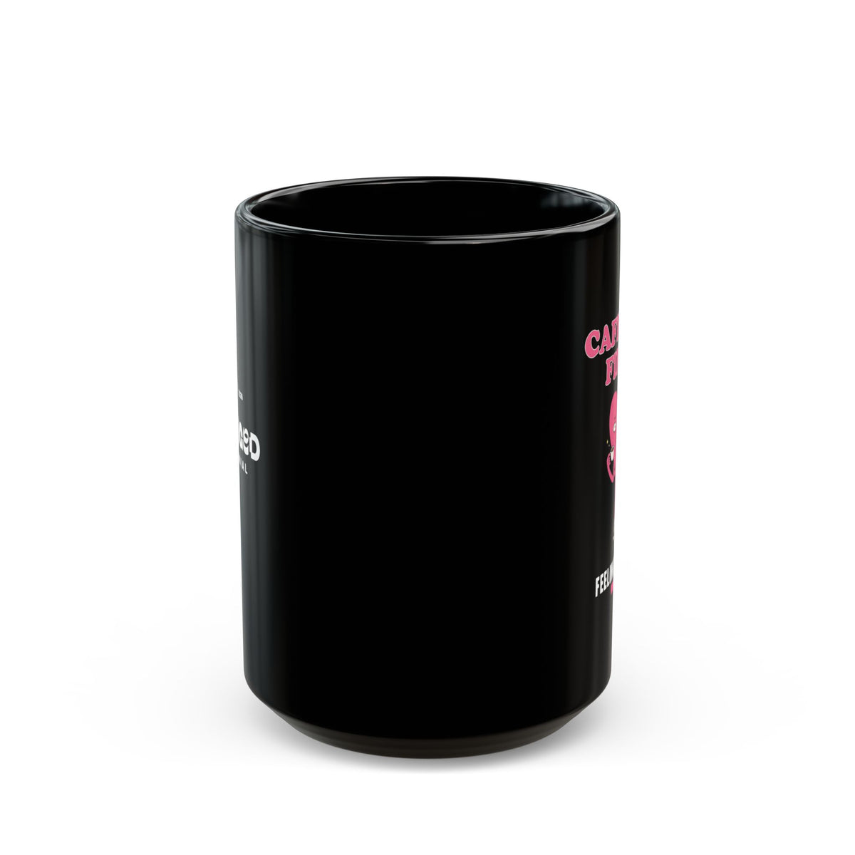 Caffeine First Feelings Later Black Mug | Funny Coffee Gift